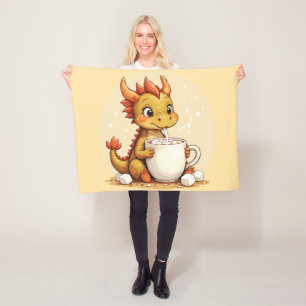 Cute Baby Dragon Hot Chocolate Kids Kawaii Cozy De Fleece Blanket