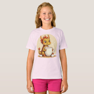 Cute Baby Dragon Hot Chocolate Kids Kawaii Cozy De T-Shirt