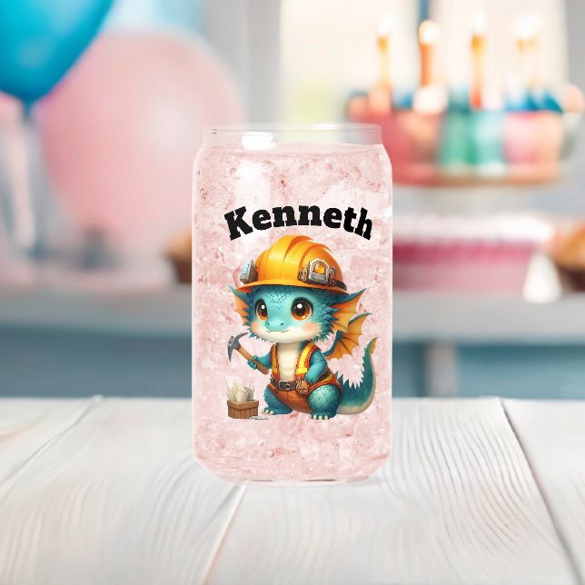 Cute baby dragon in a workshop can glass (Insitu (Baby Shower))