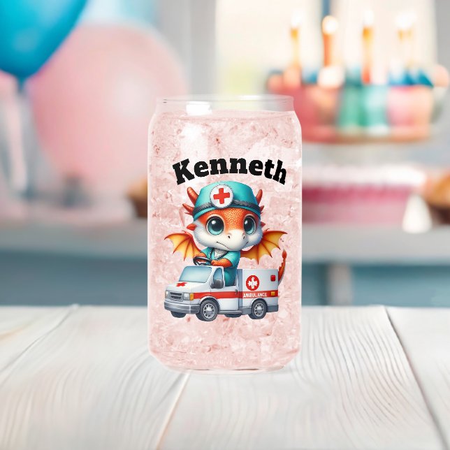 Cute baby dragon in an ambulance can glass (Insitu (Baby Shower))