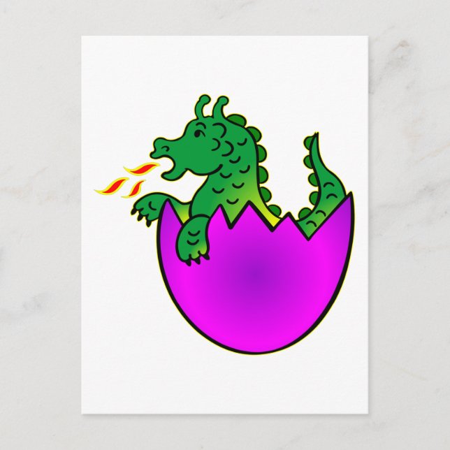 Cute Baby Dragon In Egg Postcard (Front)