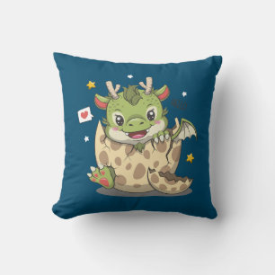 Cute Baby Dragon In Egg Throw Pillow