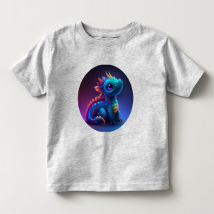 Cute Baby Dragon in Rainbow Blue Toddler T-shirt