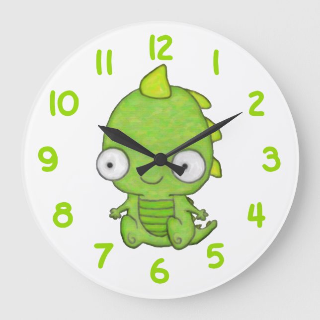 Cute Baby Dragon Large Clock (Front)