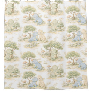 Cute Baby Dragon Pastel Woodland Pattern (2)