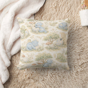 Cute Baby Dragon Pastel Woodland Pattern (3) Throw Pillow