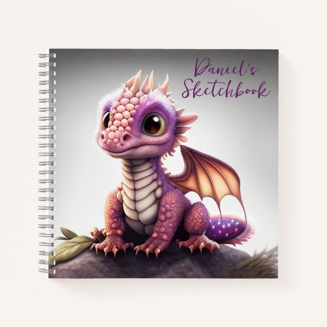 Cute Baby Dragon Sketchbook Notebook (Front)