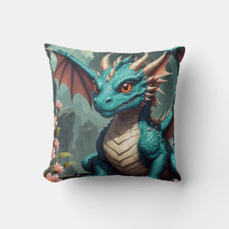 Cute Baby Dragon Throw Pillow For Kids