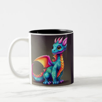 Cute baby dragon Two-Tone coffee mug