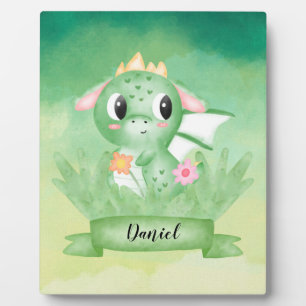 Cute Baby Dragon Watercolour Plaque