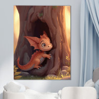 Cute Baby Dragon Woodland Fantasy Kids Room Wall