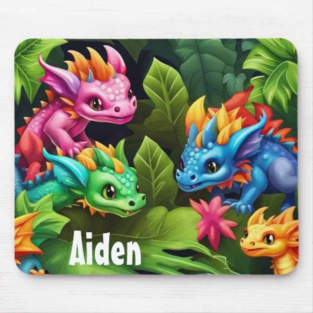 Cute Baby Dragons Mouse Pad (Front)