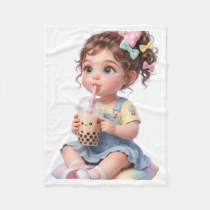 Cute Baby Drinking Boba Blanket
