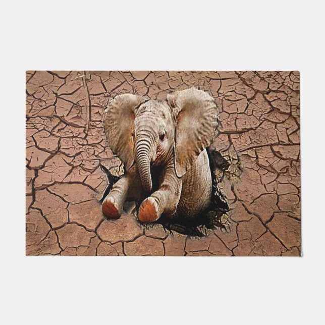 Cute Baby Elephant 3D Doormat| Elephant Lover Gift Doormat (Front)