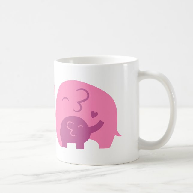 Cute Baby Elephant and Mommy Parents Love Coffee Mug (Right)