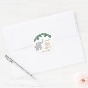Cute baby elephant baby shower favour stickers