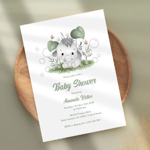 Cute Baby Elephant Baby Shower Invitation