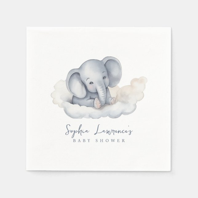 Cute Baby Elephant Baby Shower Napkin (Front)