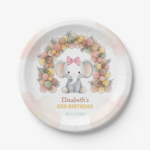 Cute Baby Elephant Balloon Arch Birthday Paper Plate