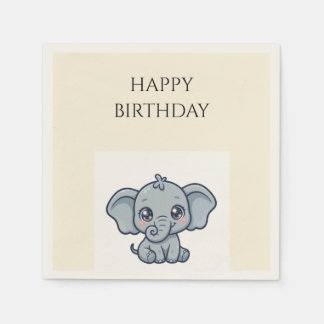 Cute Baby Elephant Birthday Napkins
