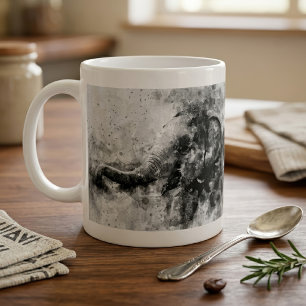 Cute Baby Elephant Black and White Watercolor Art Coffee Mug