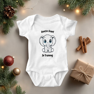 Cute Baby Elephant Blue Eyes Illustration Outfit  Bodysuit