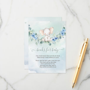 Cute Baby Elephant Blue Roses Enclosure Card