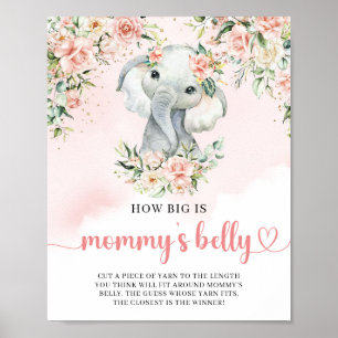 Cute baby elephant blush How big is Mommy's belly Poster