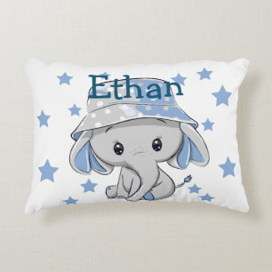 Cute Baby Elephant Boy Accent Pillow