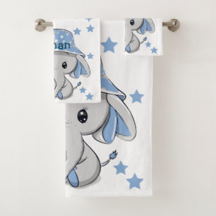 Cute Baby Elephant Boy Bath Towel Set