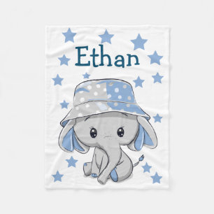 Cute Baby Elephant Boy Fleece Blanket