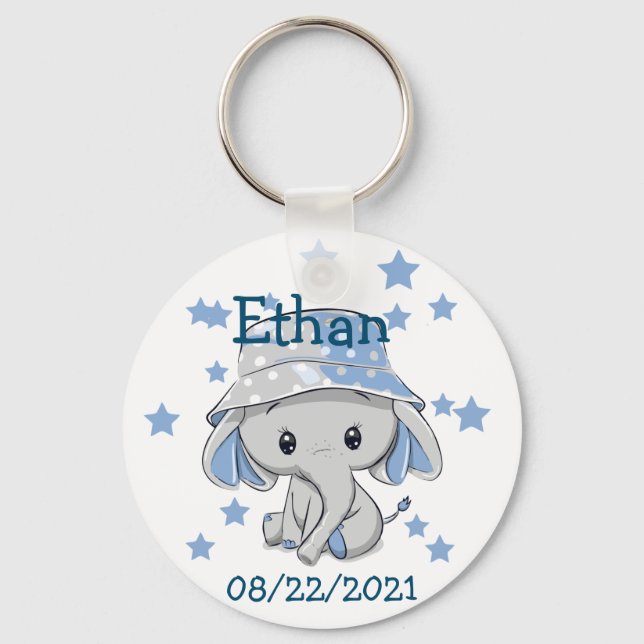 Cute Baby Elephant Boy   Keychain (Front)