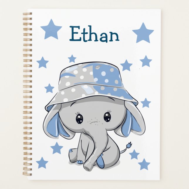 Cute Baby Elephant Boy  Planner (Front)