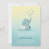 Cute Baby Elephant Boy Sprinkle Baby Shower Invite