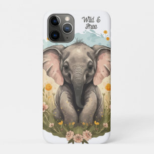 Cute Baby Elephant Calf Wildflower Wanderlust iPhone 11 Pro Case