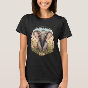 Cute Baby Elephant Calf Wildflower Wanderlust T-Shirt