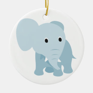 Cute Baby Elephant Ceramic Ornament