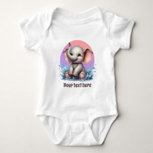 Cute baby elephant customizable girls bodysuit