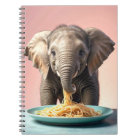 Cute Baby Elephant Eating Spaghetti