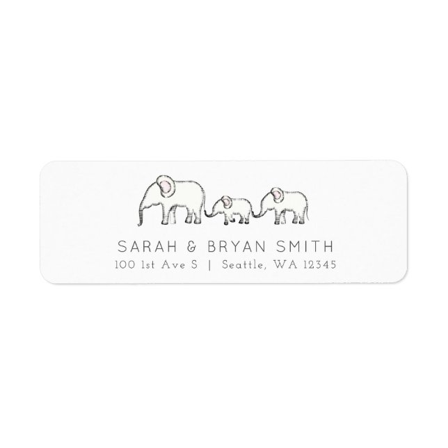 Cute Baby Elephant Family Return Adresse (Devant)