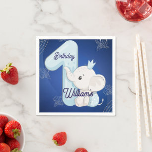Cute Baby Elephant First Birthday Napkin