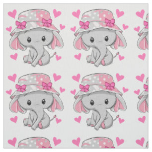 Cute Baby Elephant Girl Fabric