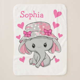 Cute Baby Elephant Girl Sherpa Blanket
