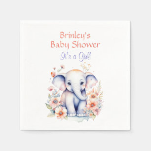 Cute Baby Elephant Girl's Baby Shower  Napkin