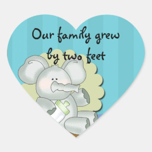 Cute Baby Elephant Heart Sticker