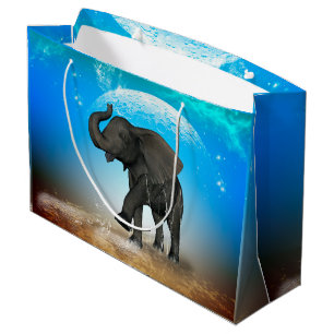 Cute baby elephant large gift bag