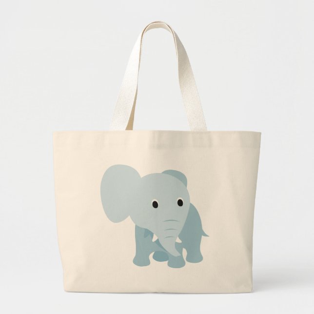 Cute Baby Elephant Large Tote Bag (Front)