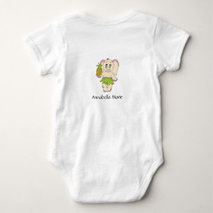 Cute Baby Elephant Modern Pink Black Add Name Bodysuit