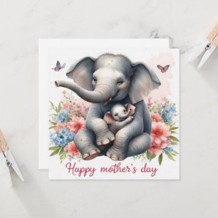 Cute Baby Elephant Mothers Day Animal Lover Card