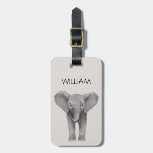 Cute Baby Elephant  Name  Luggage Tag
